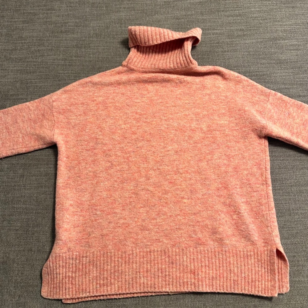 Whistles Turtleneck Sweater Women Medium Pink  Marl Knit Oversized - Picture 2 of 9